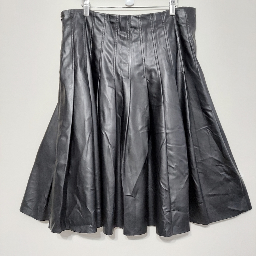 Hal Rubinstein Flared Vegan Leather Skirt